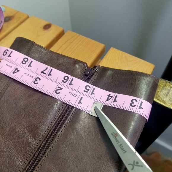 United Colors of Benetton Y2K Brown Leather Zip Up Mid Calf Boots - Picture 11 of 13